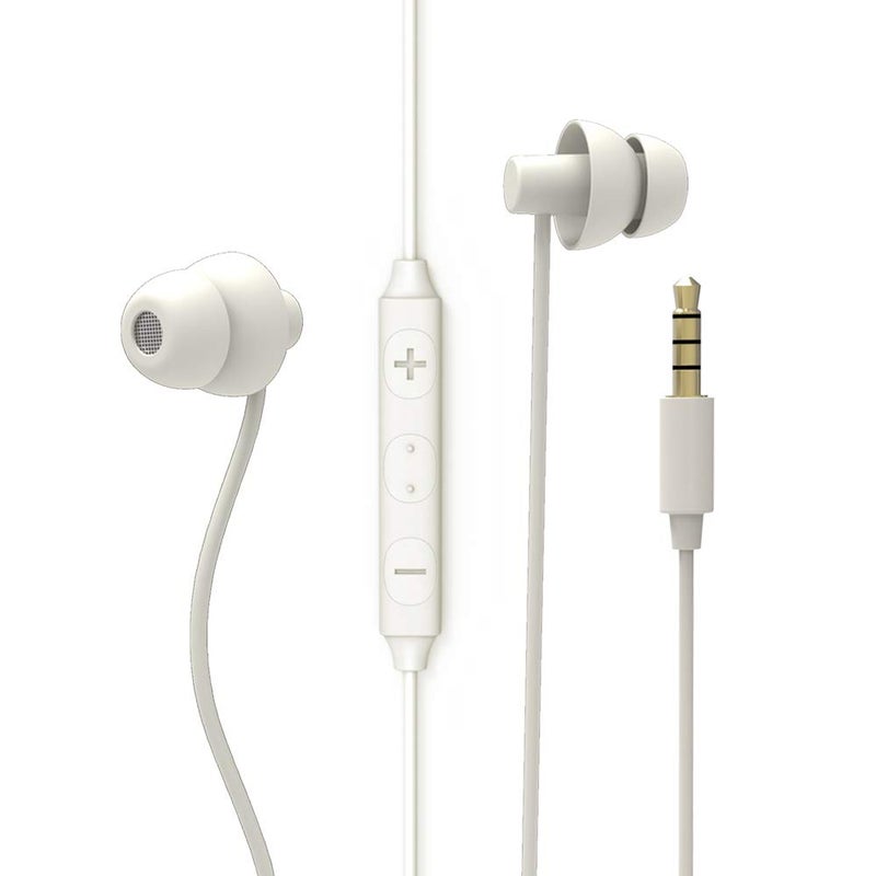 MAXROCK Sleep Earbuds, Ultra-Soft Comfortable Noise Isolating Earplugs Workout Headphones in-Ear Earphones w/Mic & Volume Control - Perfect for Side Sleeper Air Travel, Meditation & Insomnia(White) - Image 1